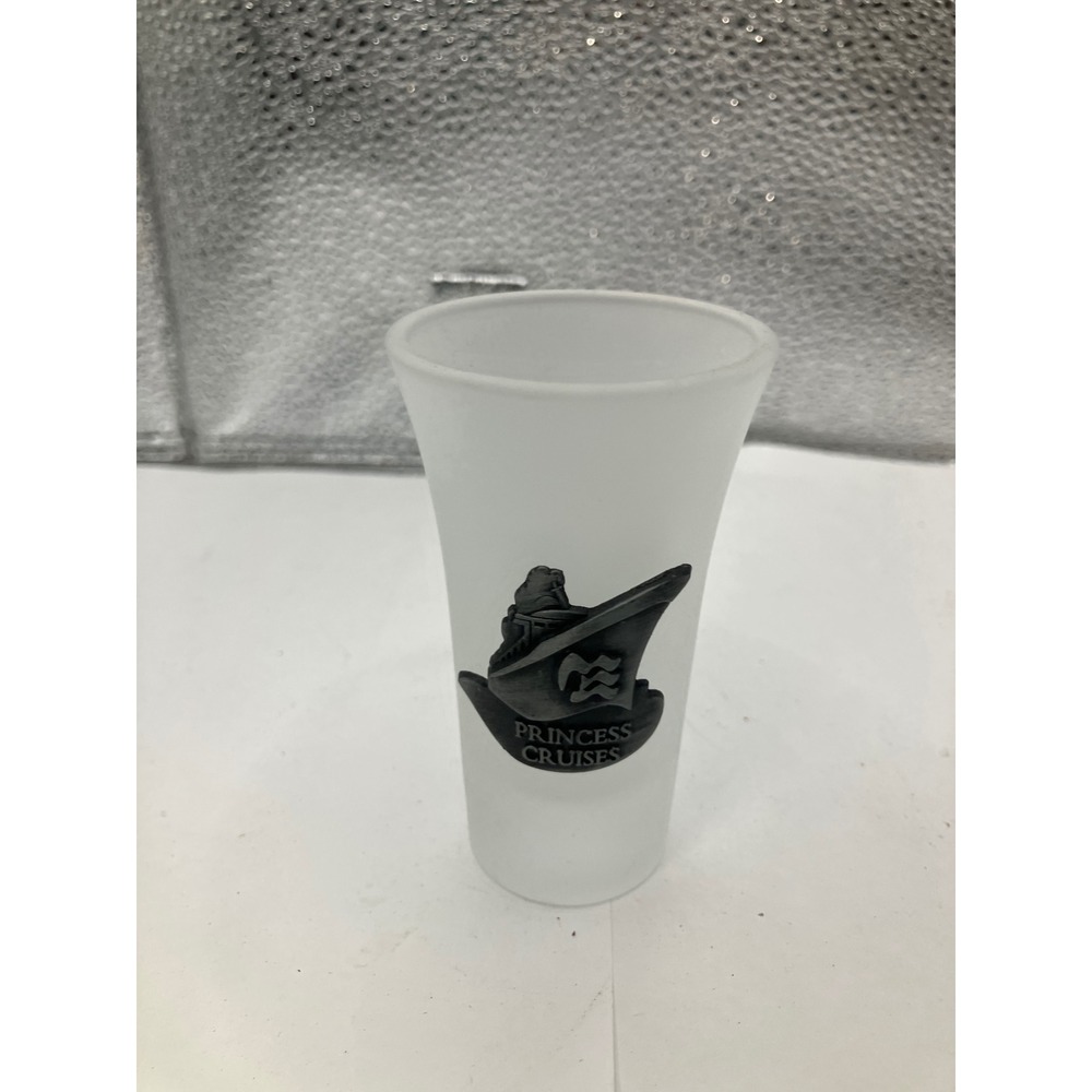 Princess Cruises Frosted Glass Shot Glass Souvenir Ship Logo